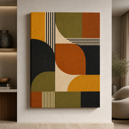Mid-Century Bauhaus Color Field Canvas Wall Art 03 - SKU wall mockup 30×40 inch