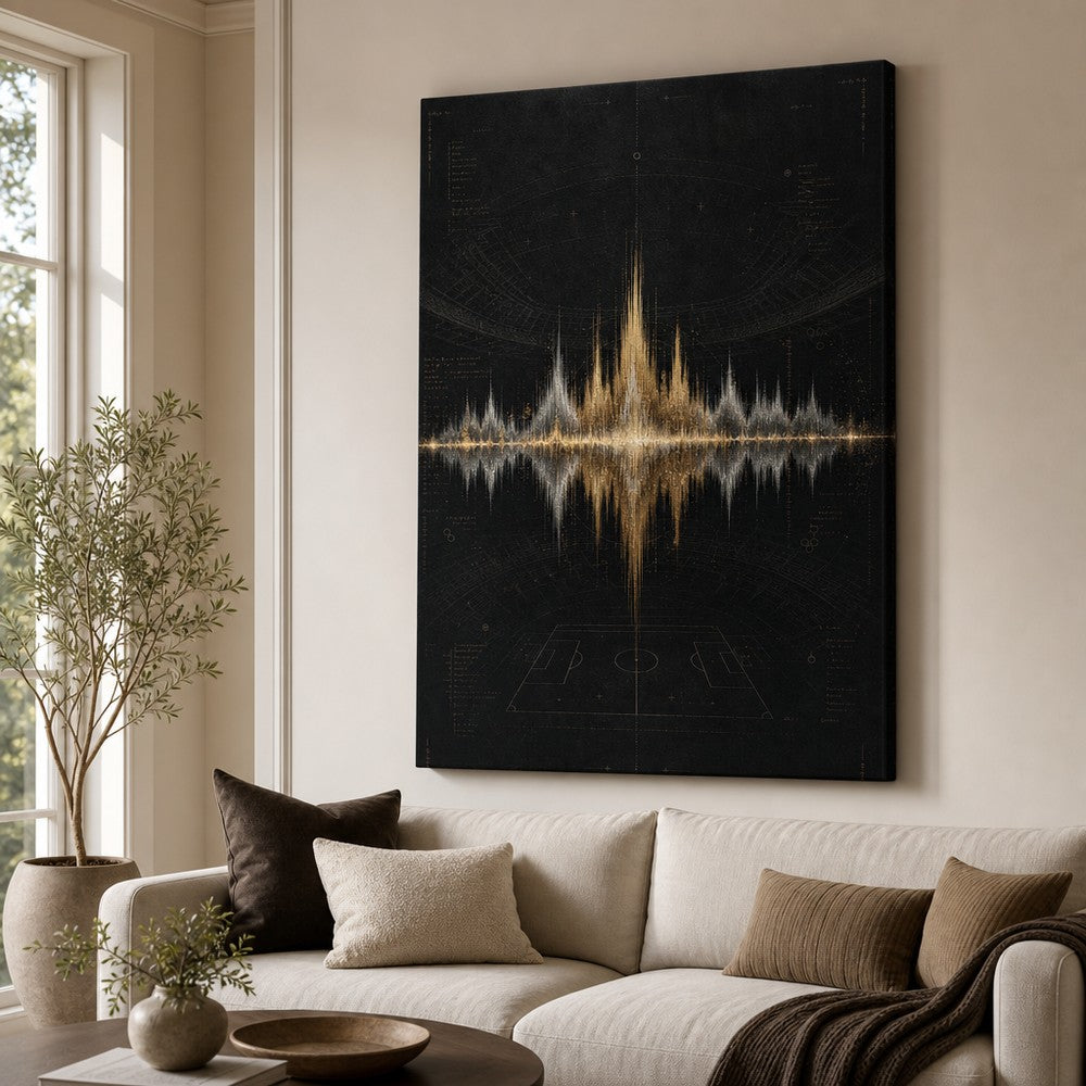 Silver Champagne Victory Soundwave Soccer Canvas Wall Art 30×40 inch wrapped canvas wall mockup