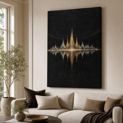 Silver Champagne Victory Soundwave Soccer Canvas Wall Art 30×40 inch wrapped canvas wall mockup