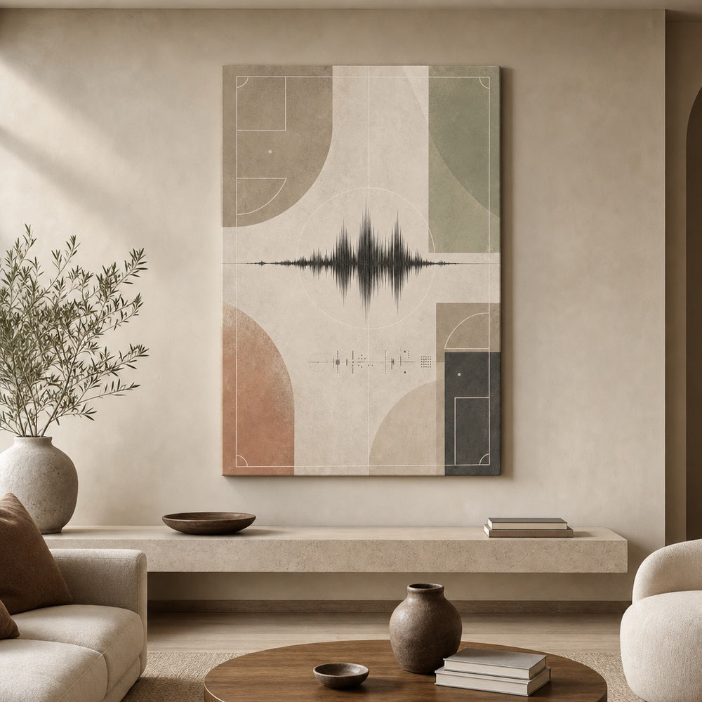 Morandi Soundline Soccer Canvas Wall Art 30×40 inch wrapped canvas wall mockup
