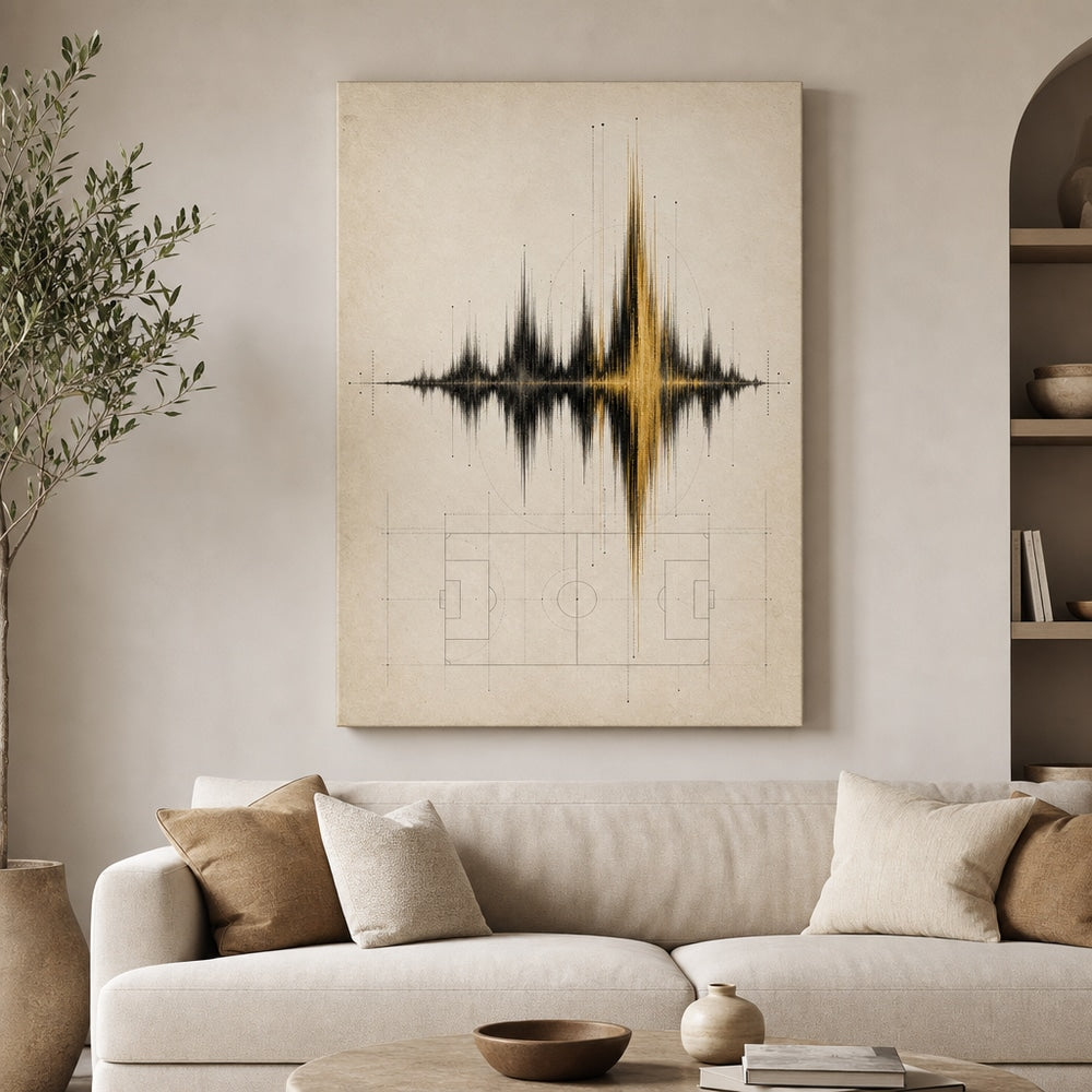 Ivory Archive Soundwave Soccer Canvas Wall Art 30×40 inch wrapped canvas wall mockup