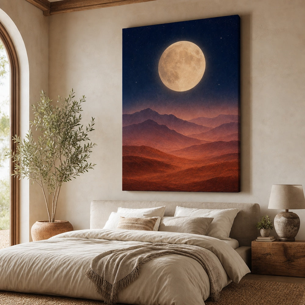 Abstract Moon Mountains Healing Canvas Wall Art 05 30×40 inch wrapped canvas wall mockup