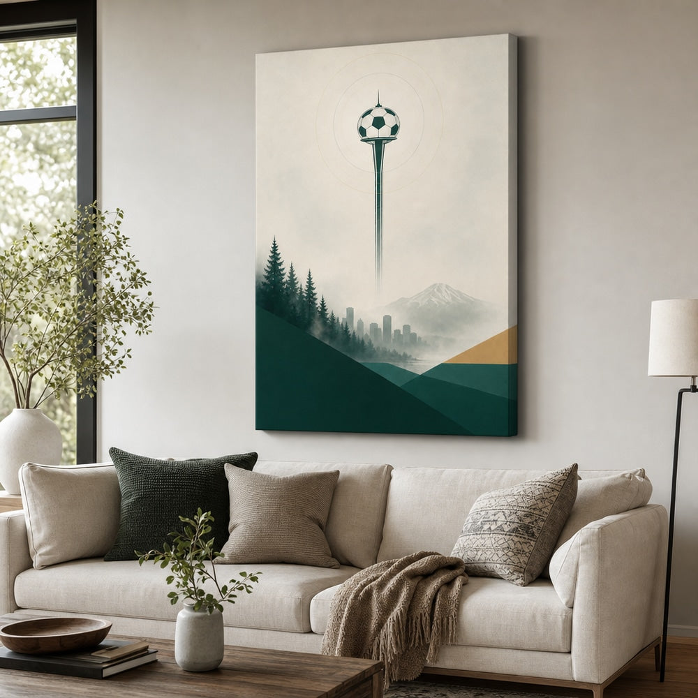 Seattle 2026 Emerald Roar Soccer Canvas Wall Art 04 30×40 inch wrapped canvas wall mockup