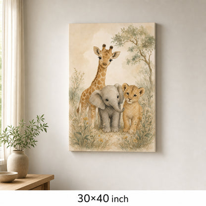 Gentle Safari Animals Nursery Canvas Wall Art - 07_sku_30x40_wall