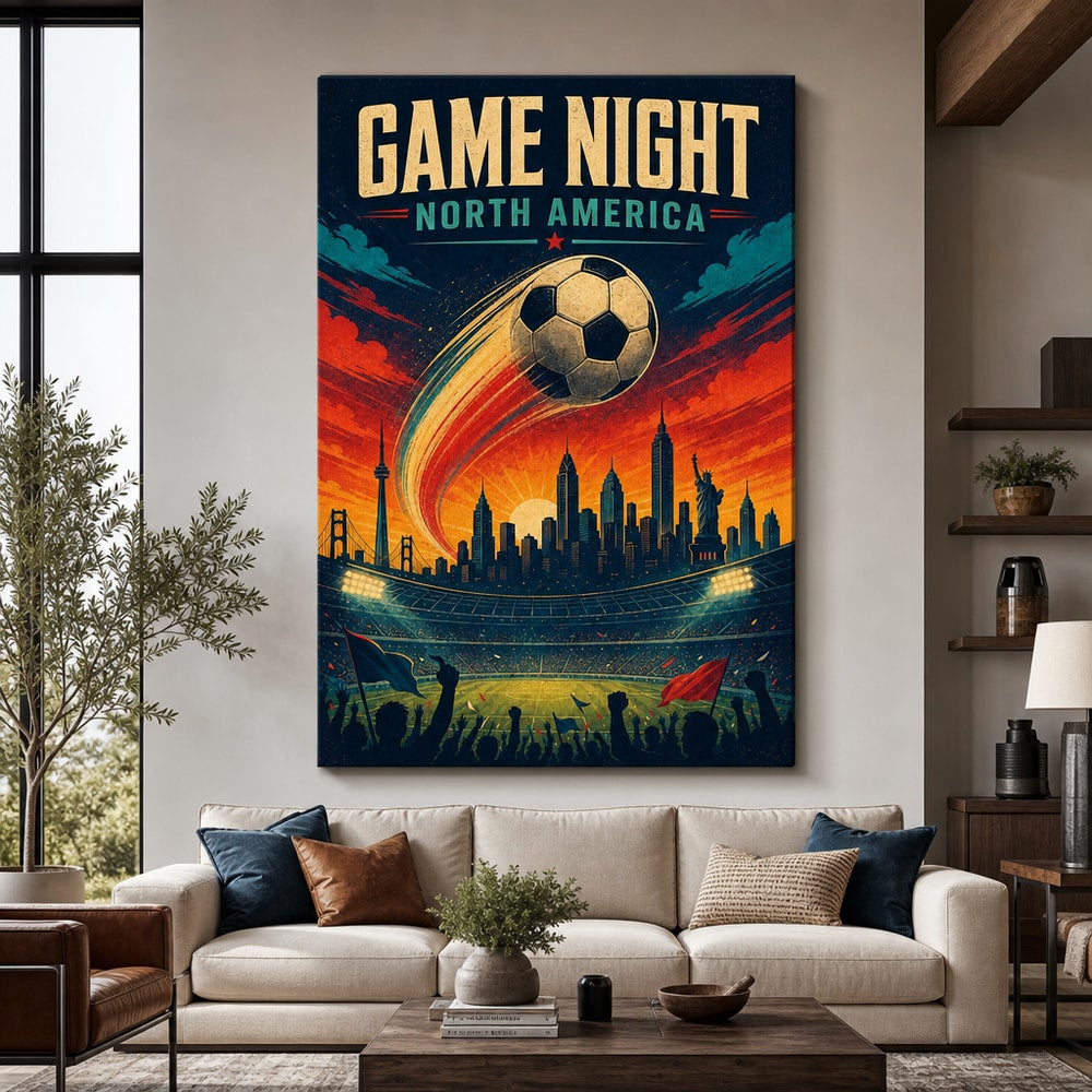 Game Night Vintage City Soccer Canvas Wall Art 01 30×40 inch wrapped canvas wall mockup