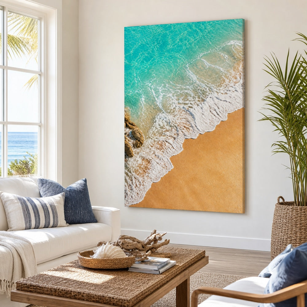 Coastal Aerial Waves Healing Canvas Wall Art 02 30×40 inch wrapped canvas wall mockup