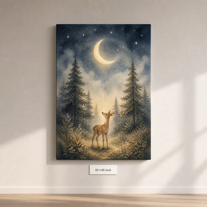 Moonlit Forest Deer Nursery Canvas Wall Art - 07_sku_30x40_wall