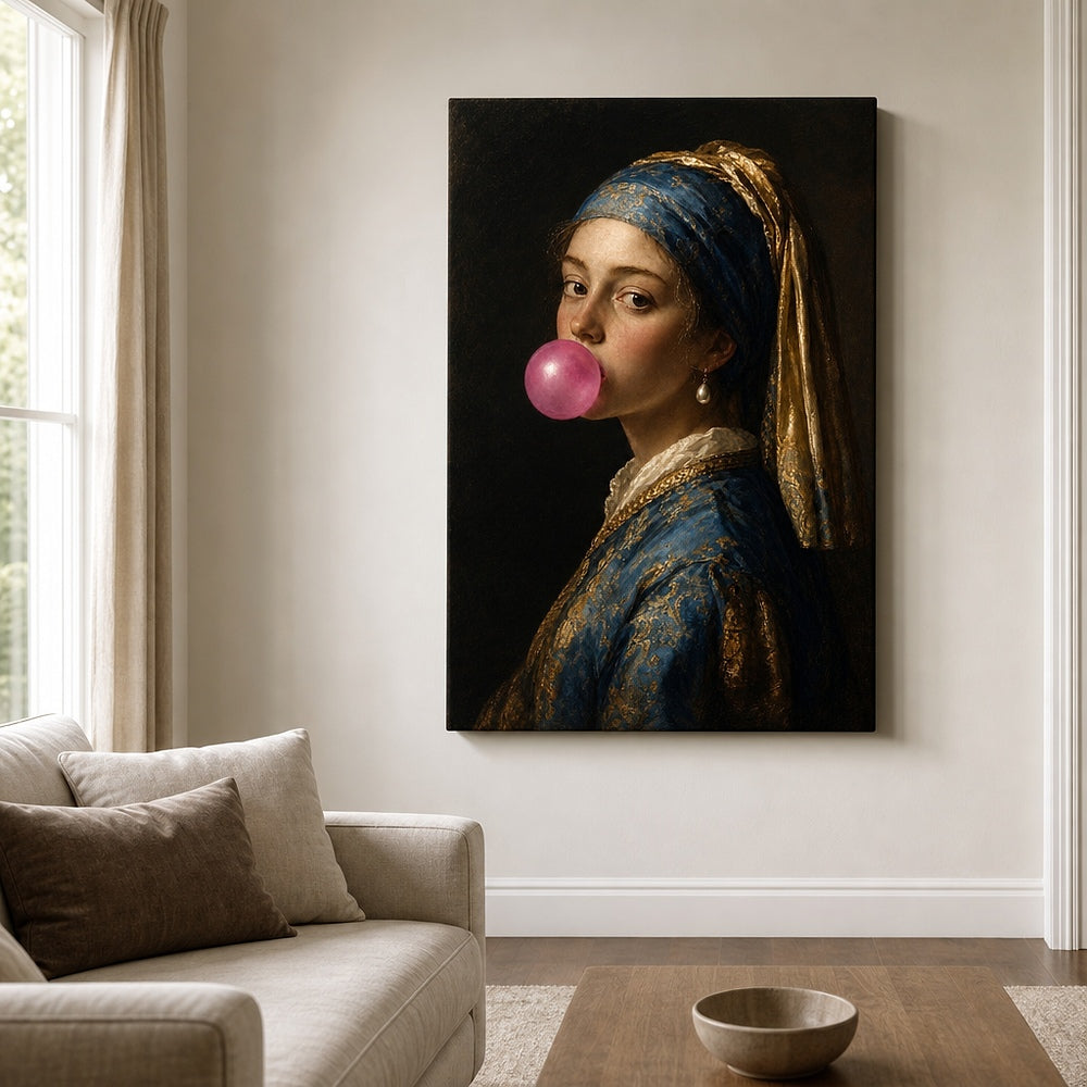 Classical Girl Bubblegum Canvas Wall Art 03 30×40 inch wrapped canvas wall mockup