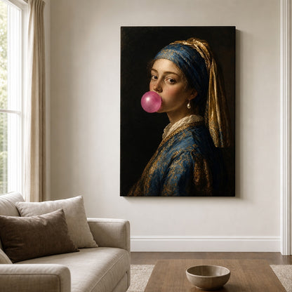 Classical Girl Bubblegum Canvas Wall Art canvas wall art