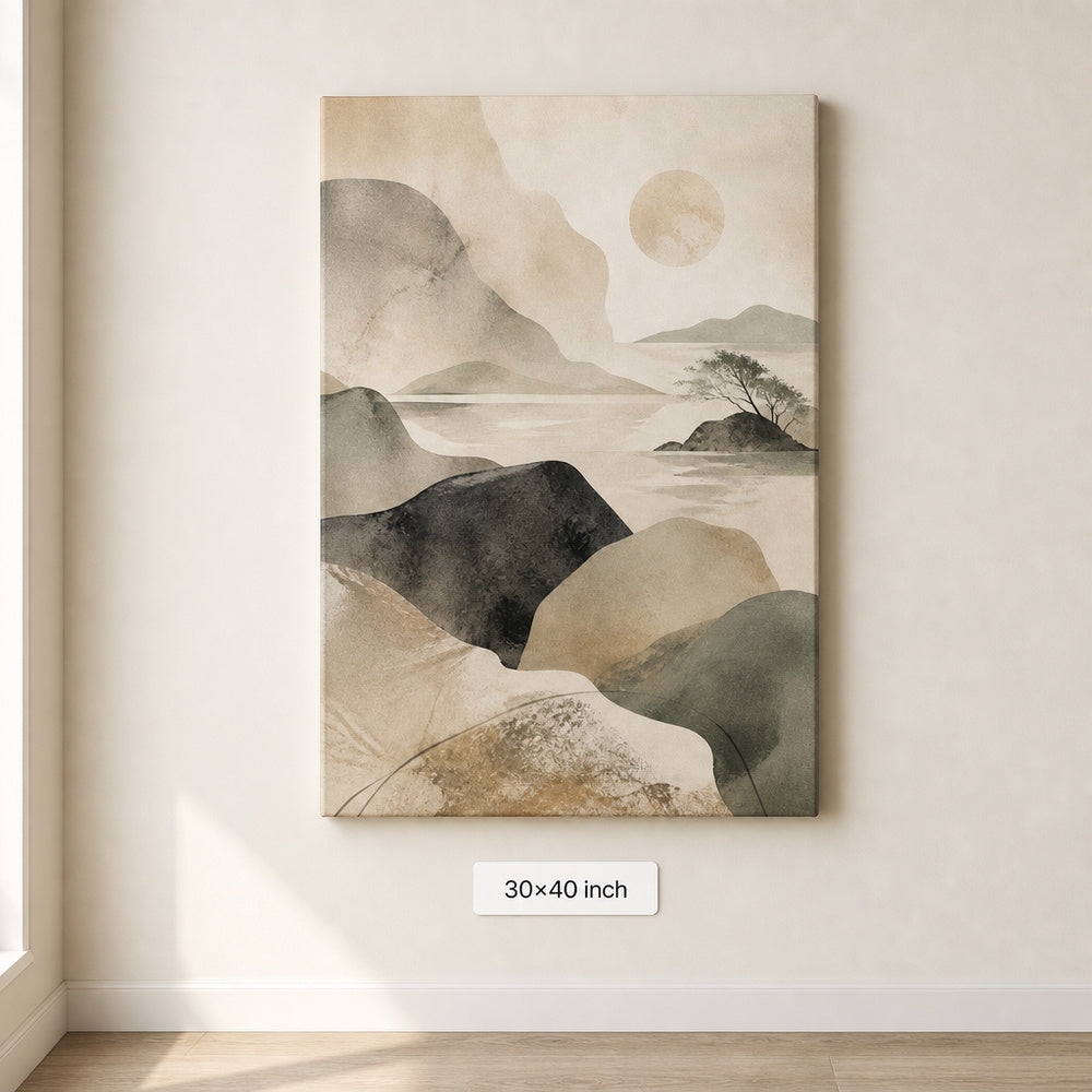 Japandi Abstract Stone Landscape Canvas Wall Art - 07_sku_30x40_wall