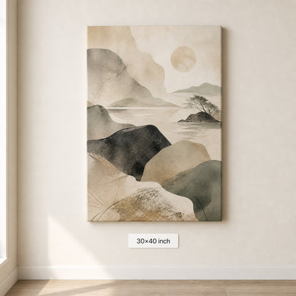 Japandi Abstract Stone Landscape Canvas Wall Art - 07_sku_30x40_wall