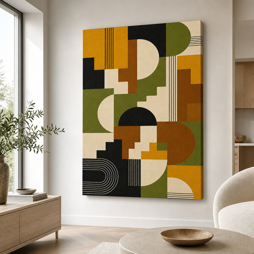 Mid-Century Bauhaus Stepped Geometry Canvas Wall Art 05 - SKU wall mockup 30×40 inch
