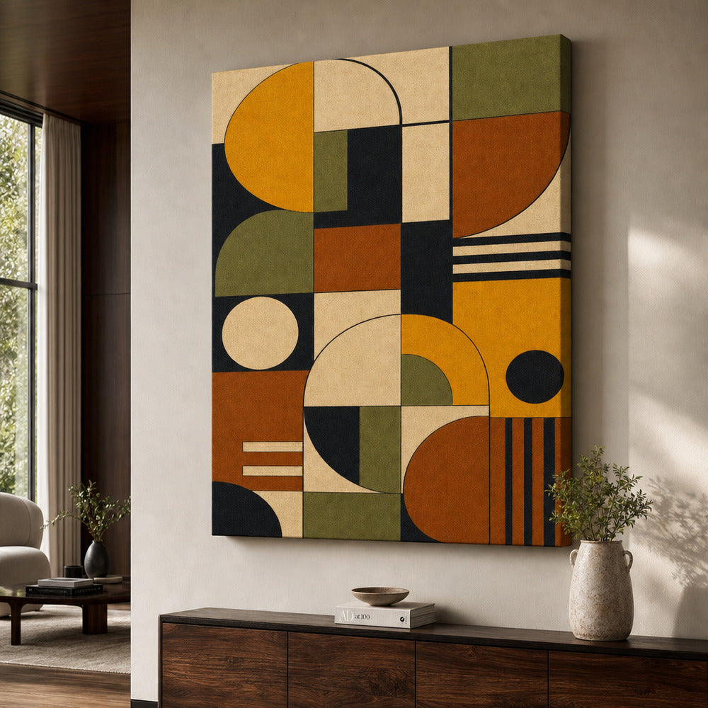 Mid-Century Bauhaus Modernist Modules Canvas Wall Art 04 - SKU wall mockup 30×40 inch