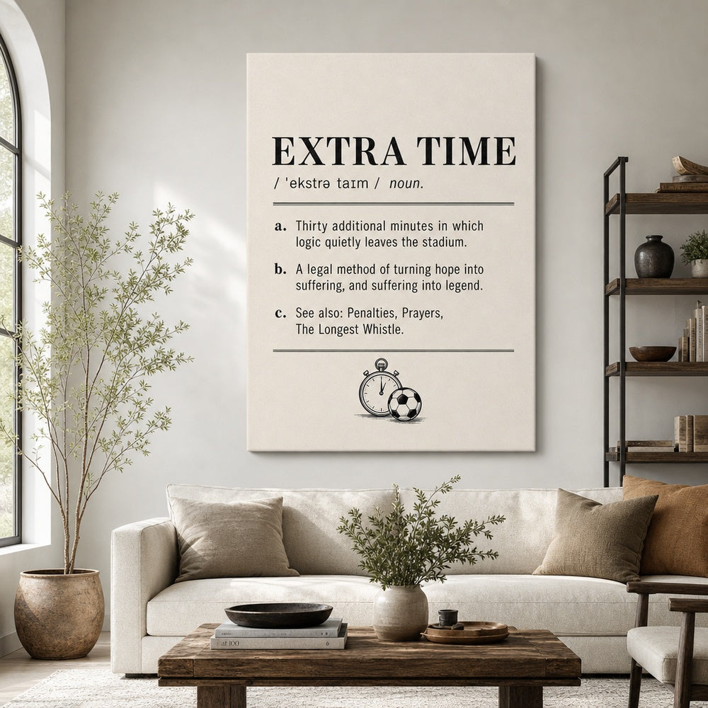 EXTRA TIME Definition Football Culture Canvas Wall Art 05 30×40 inch wrapped canvas wall mockup