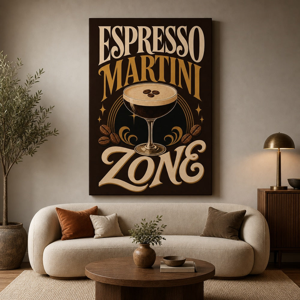 Espresso Martini Zone Typographic Canvas Wall Art 05 30×40 inch wrapped canvas wall mockup