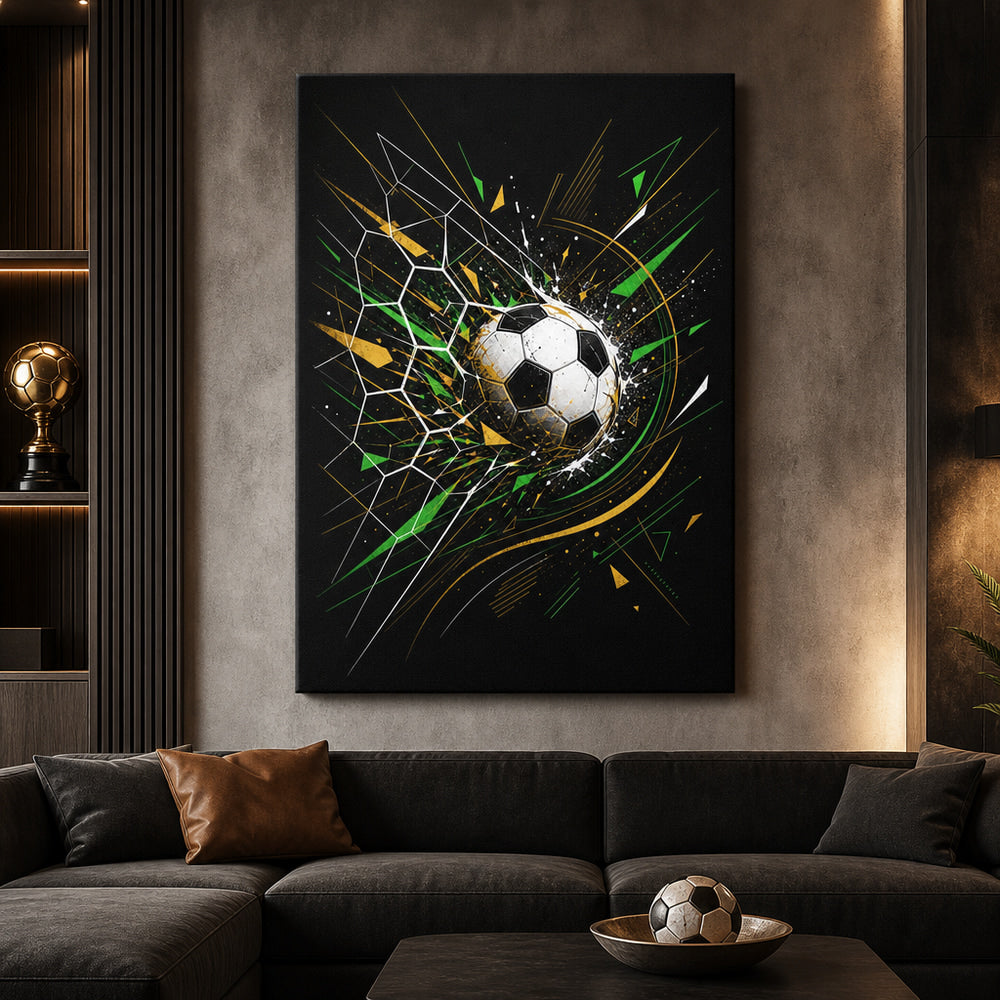 Geometric Net Breakthrough Soccer Canvas Wall Art 05 30×40 inch wrapped canvas wall mockup