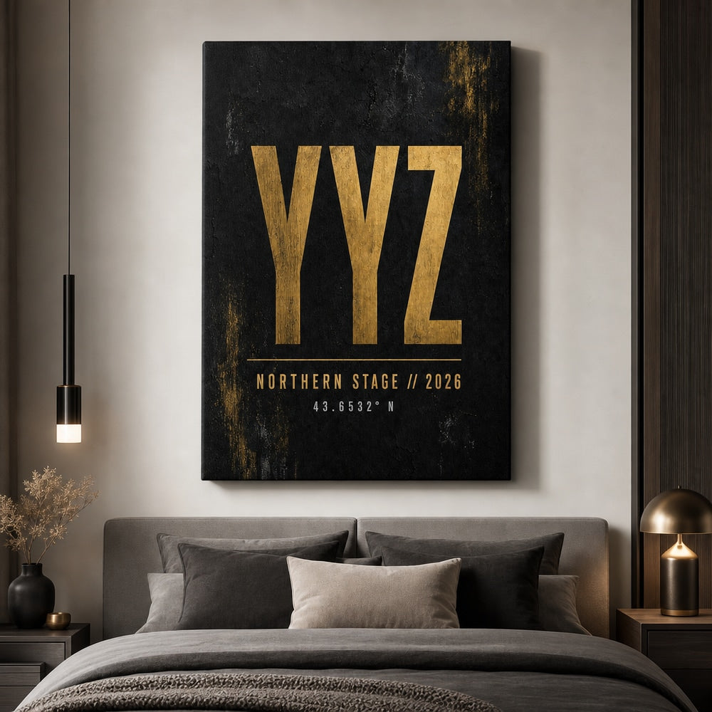 YYZ Airport Code Coordinates Canvas Wall Art 05 30×40 inch wrapped canvas wall mockup
