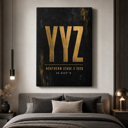 YYZ Airport Code Coordinates Canvas Wall Art 05 30×40 inch wrapped canvas wall mockup
