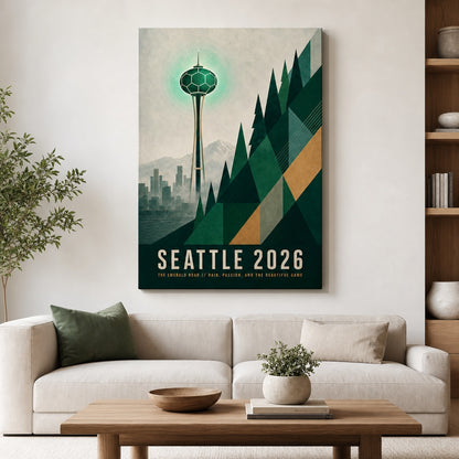 Seattle 2026 Emerald Roar Soccer Canvas Wall Art 02 30×40 inch wrapped canvas wall mockup