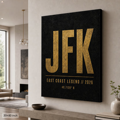 JFK Airport Code Coordinates Canvas Wall Art canvas wall art