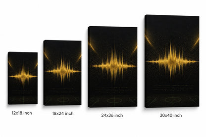 Black Gold Goal Soundwave Soccer Canvas Wall Art canvas size comparison