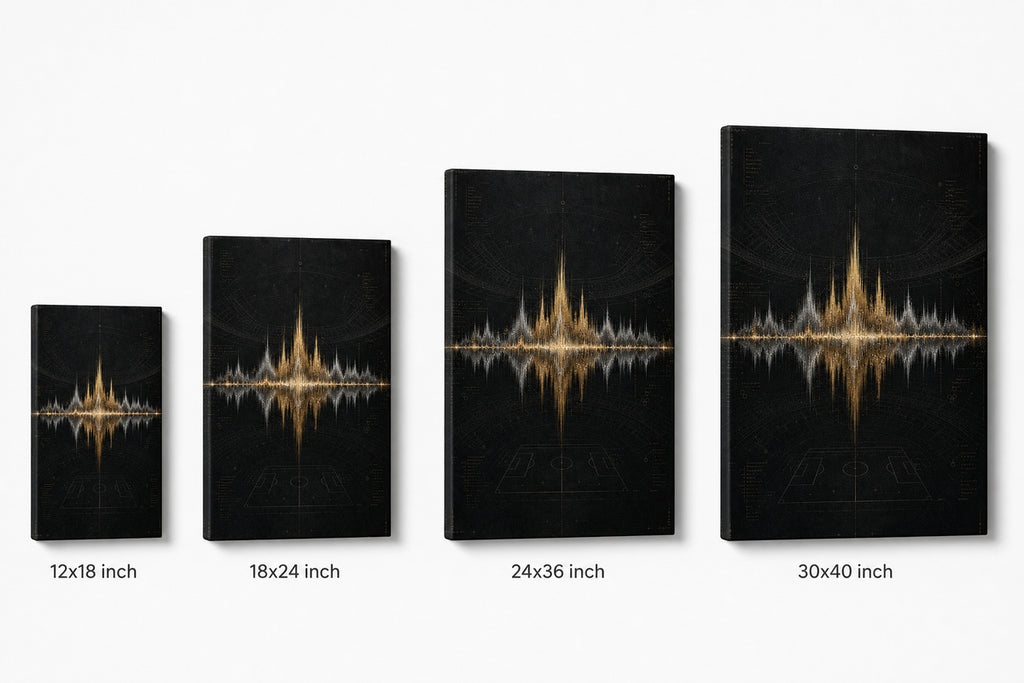 Silver Champagne Victory Soundwave Soccer Canvas Wall Art canvas size comparison