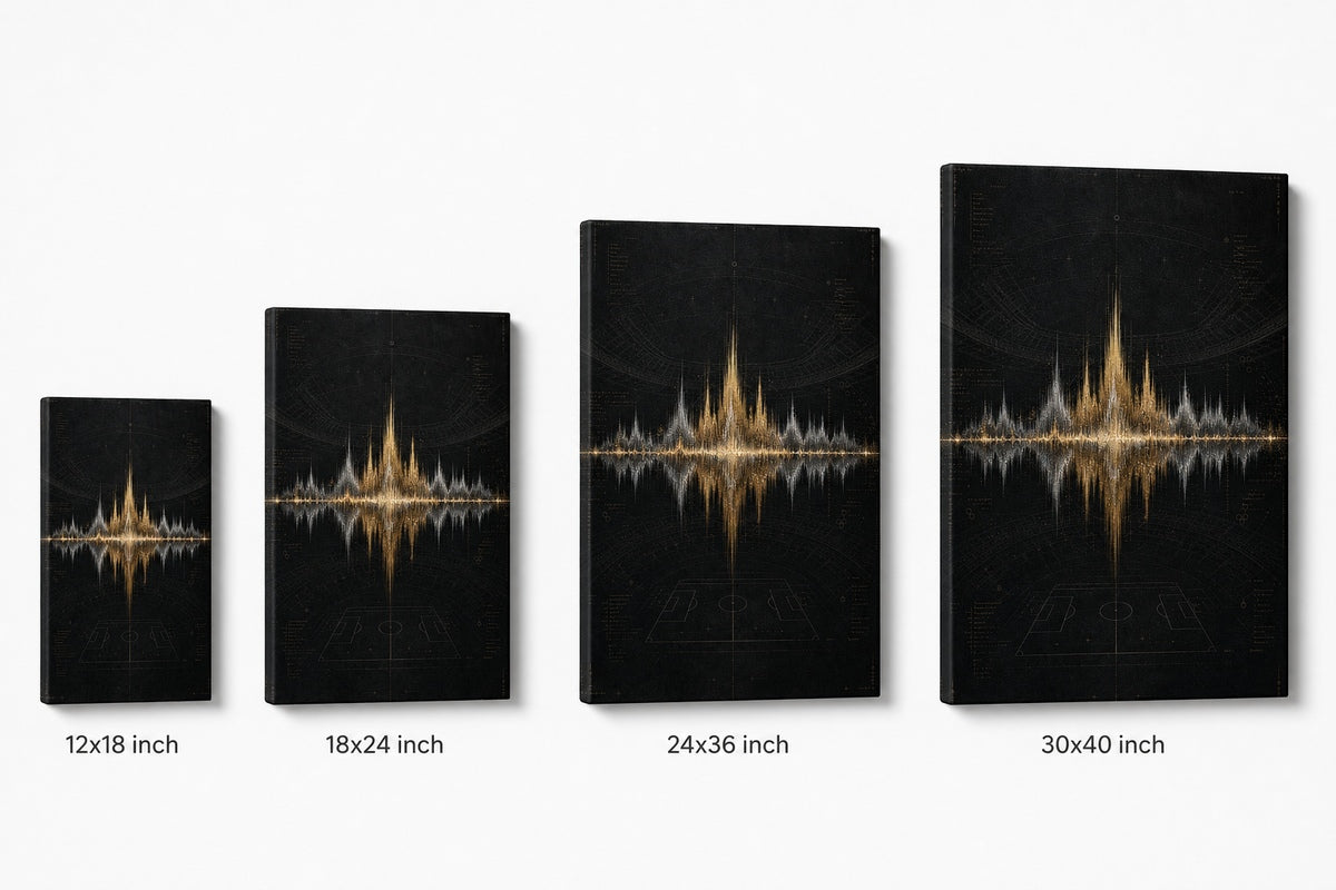 Silver Champagne Victory Soundwave Soccer Canvas Wall Art canvas size comparison