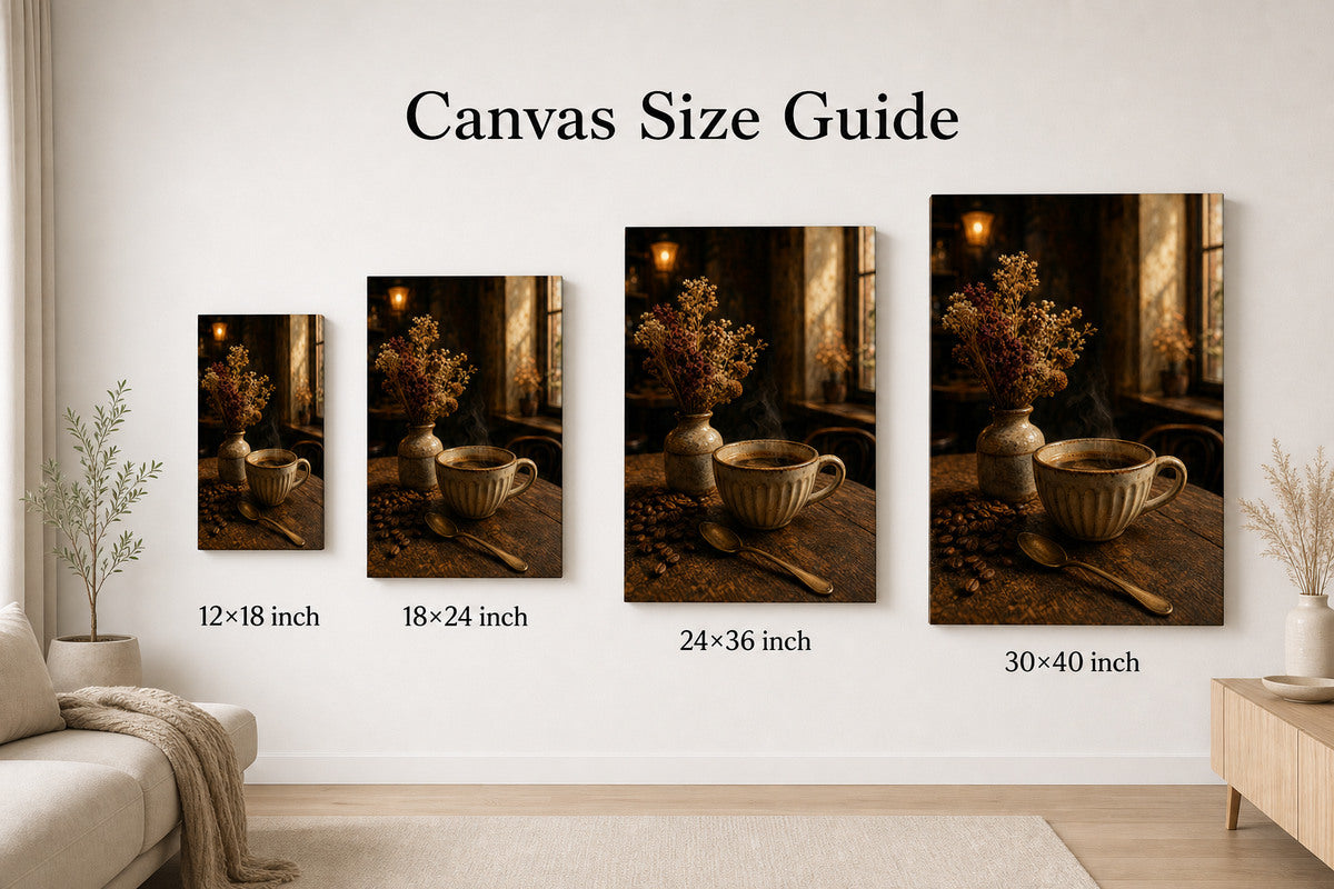 Vintage Coffee Bar Still Life Canvas Wall Art - 08_size_comparison