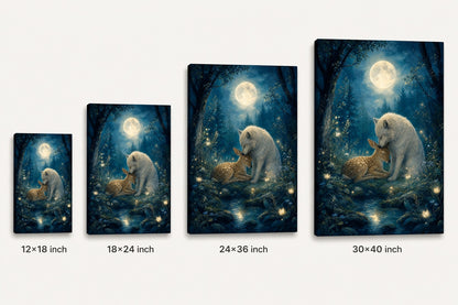 Moonlit Forest Glowing Plants Healing Canvas Wall Art 04 canvas size comparison