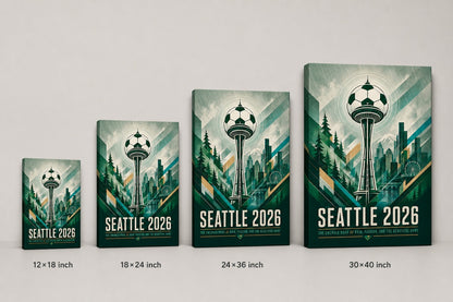 Seattle 2026 Emerald Roar Soccer Canvas Wall Art 05 canvas size comparison