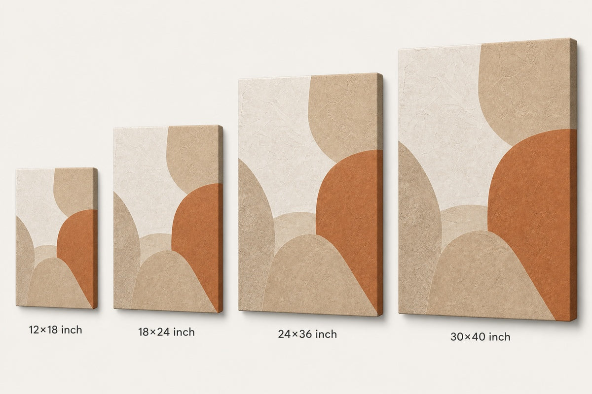 Japandi Plaster Abstract Healing Canvas Wall Art 01 canvas size comparison