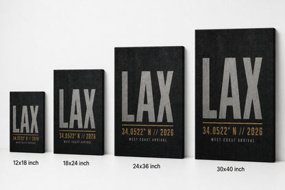 LAX Airport Code Coordinates Canvas Wall Art canvas wall art