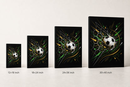Geometric Net Breakthrough Soccer Canvas Wall Art 05 canvas size comparison
