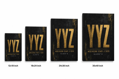 YYZ Airport Code Coordinates Canvas Wall Art 05 canvas size comparison