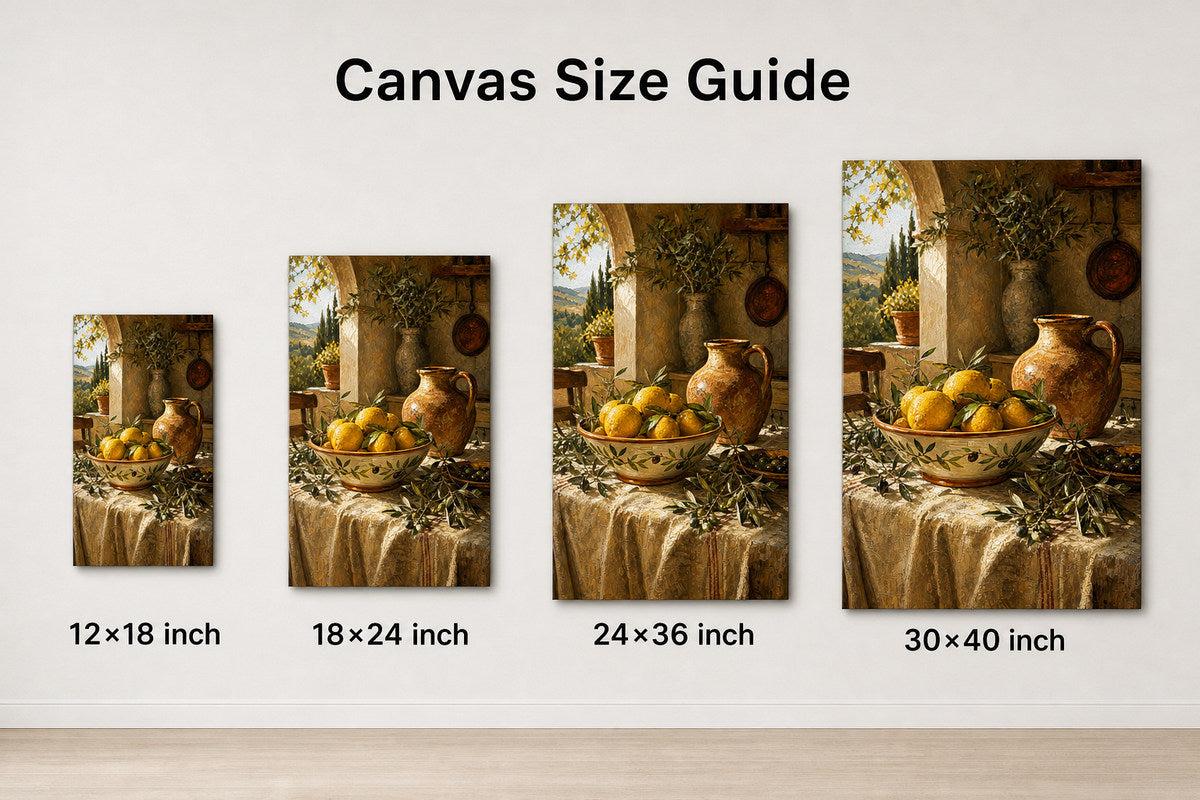Tuscan Lemon Olive Kitchen Canvas Wall Art - 08_size_comparison