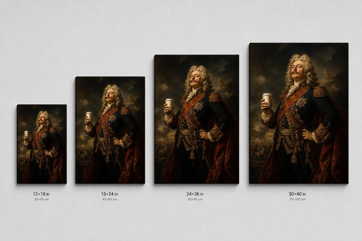 Baroque General Coffee Canvas Wall Art 04 canvas size comparison