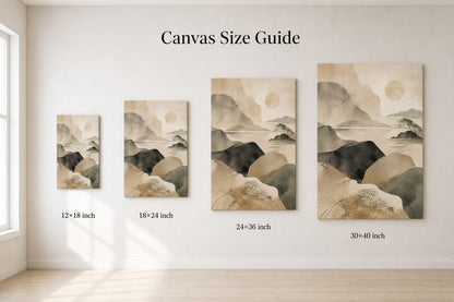 Japandi Abstract Stone Landscape Canvas Wall Art - 08_size_comparison