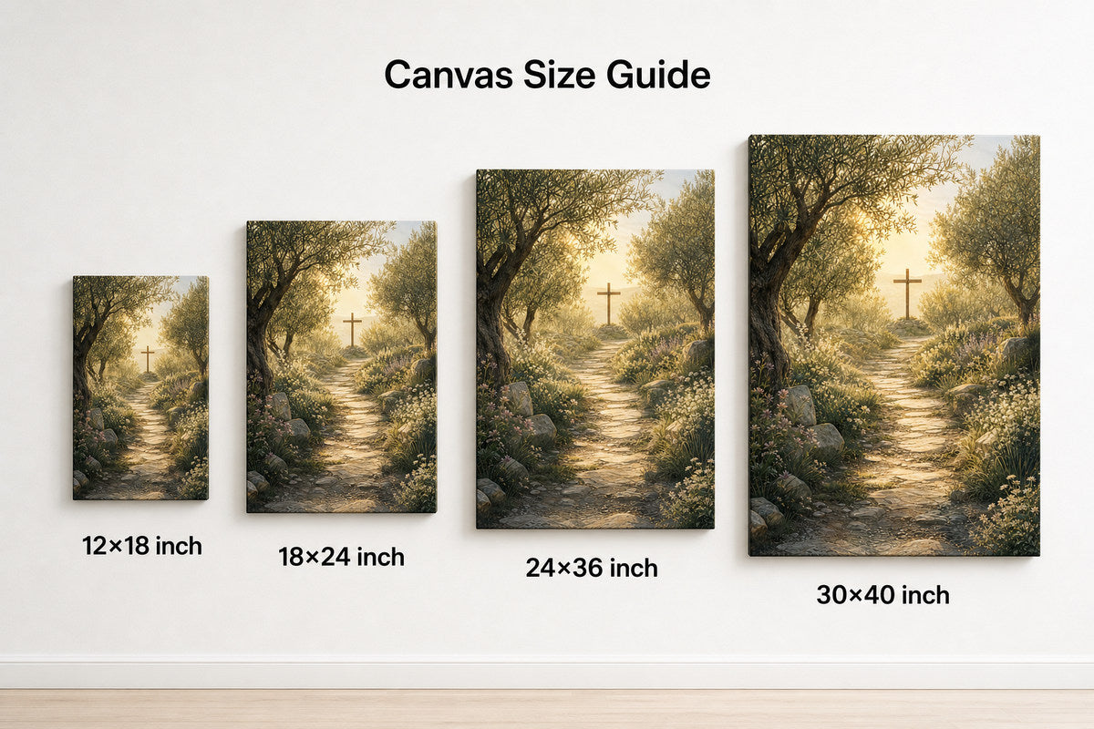 Soft Morning Cross Garden Canvas Wall Art - 08_size_comparison