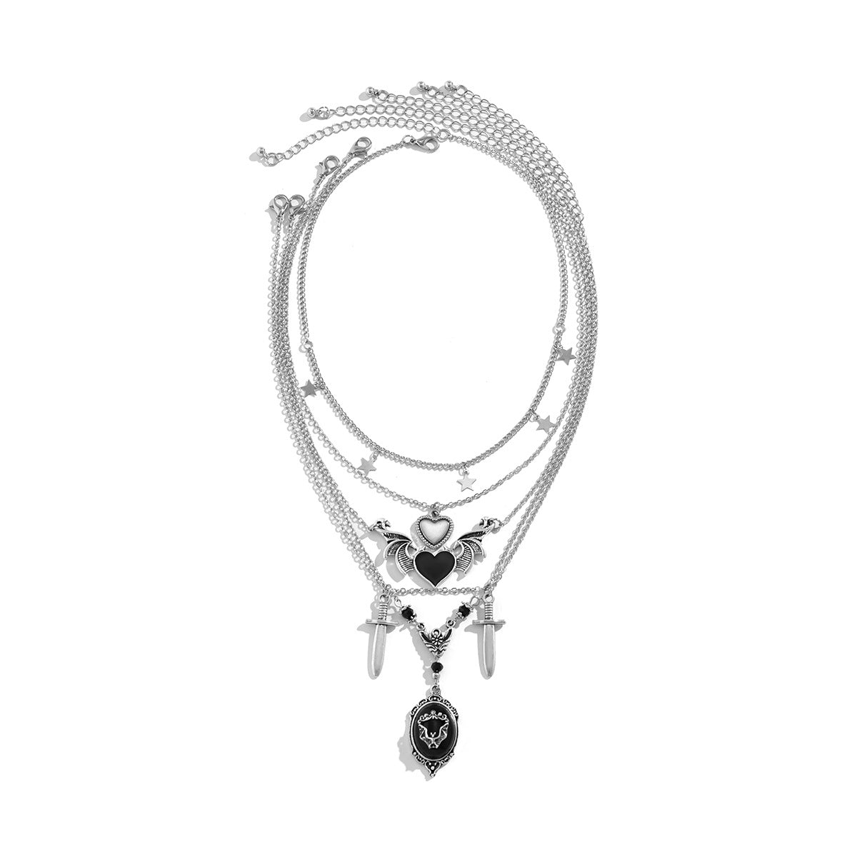 Collar con colgante de alas de amor de estilo punk oscuro
