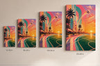 Miami Beach Sunset Soccer Canvas Wall Art canvas size comparison