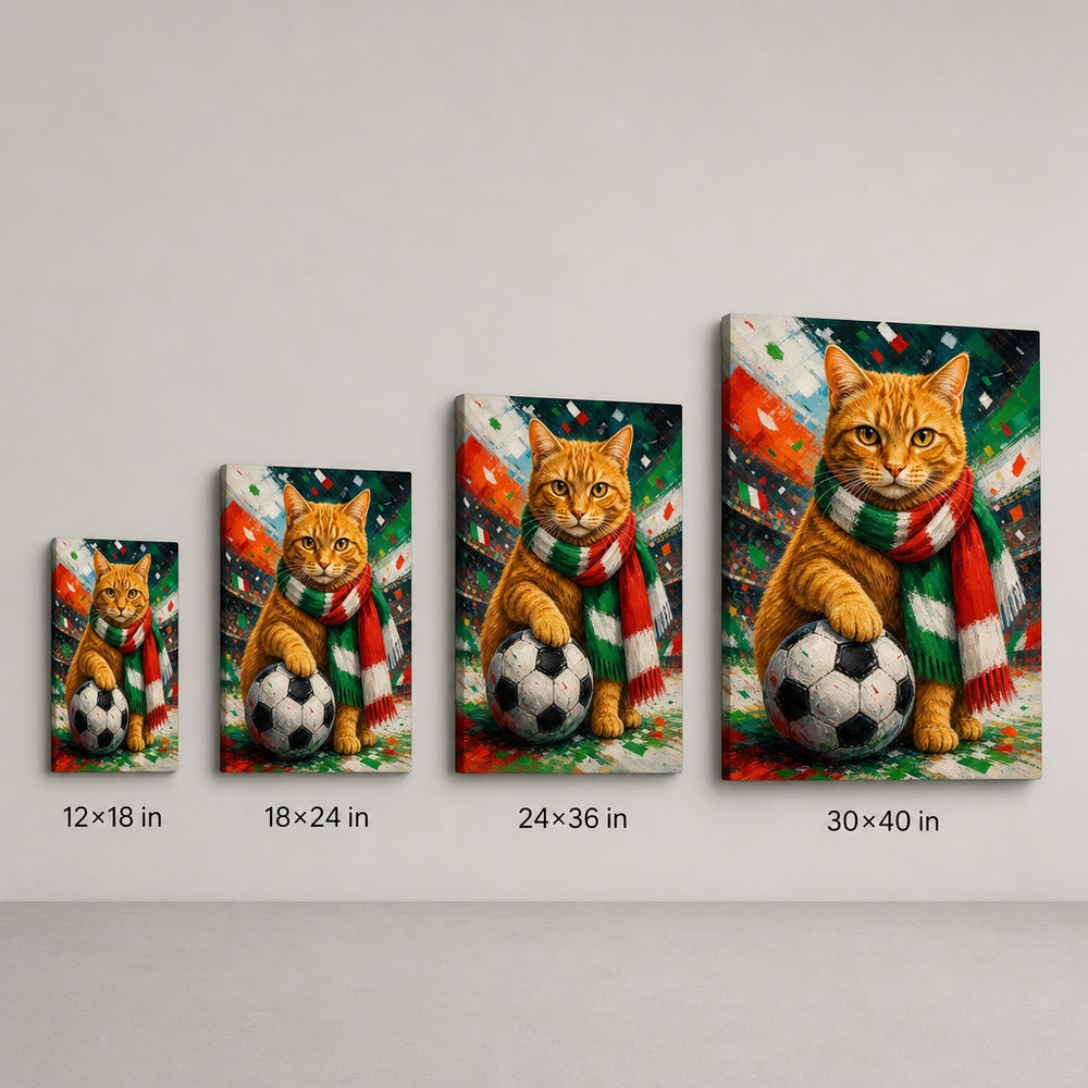 Orange Tabby Soccer Fan Canvas Wall Art canvas size comparison