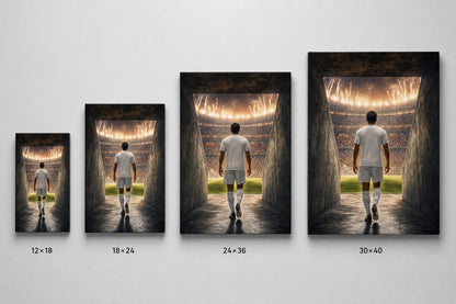 Custom Soccer Player Tunnel Canvas Wall Art canvas size comparison generated with gpt-image-2