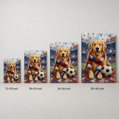 Golden Retriever Soccer Fan Canvas Wall Art canvas wall art
