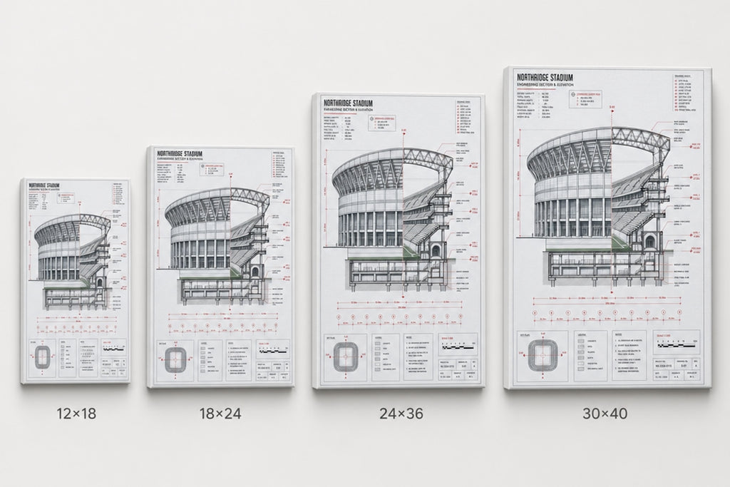 Engineering Stadium Cutaway Canvas Wall Art canvas size comparison