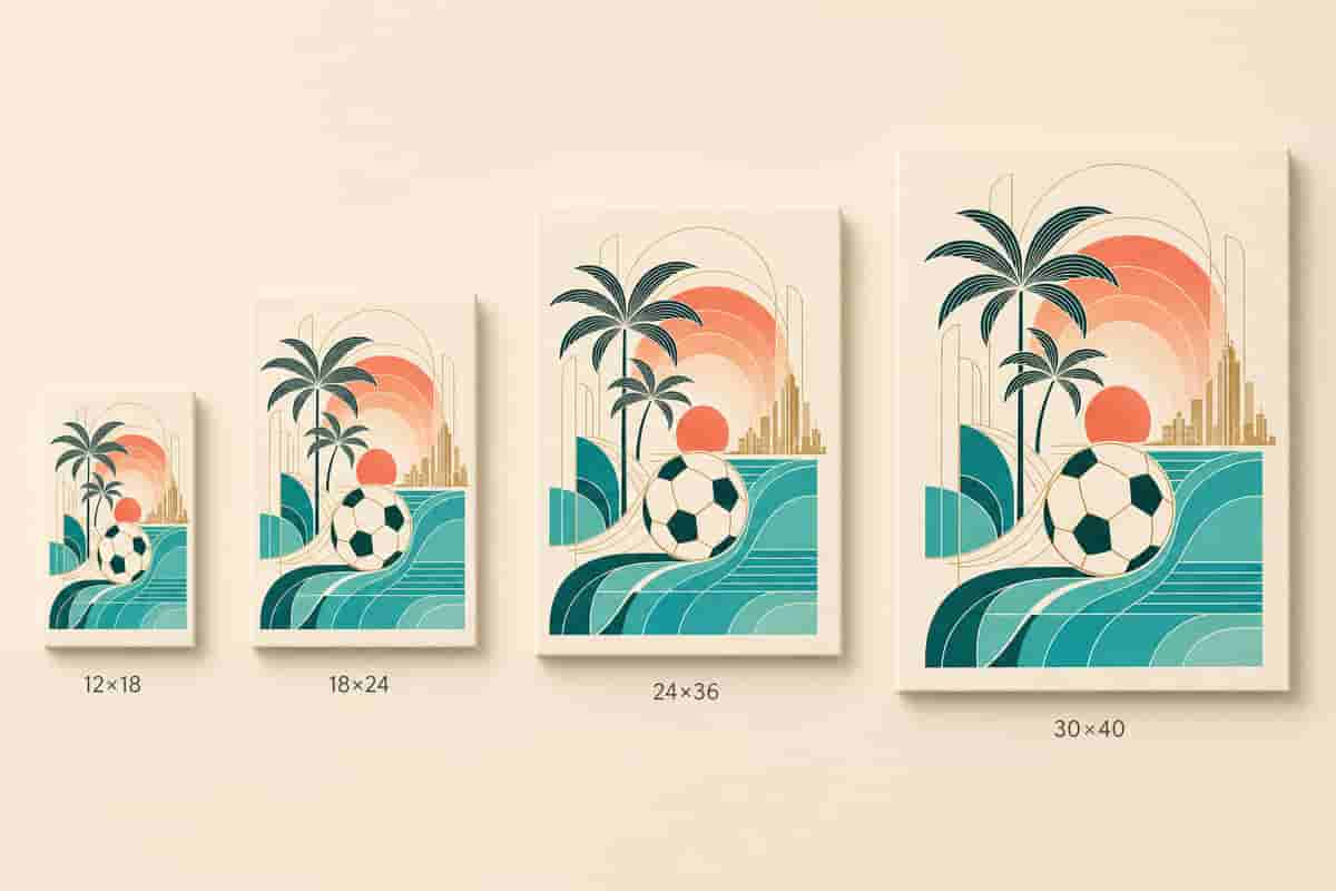 Miami 2026 World Stage Soccer Canvas Wall Art canvas size comparison
