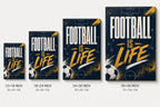 Football Is Life Typography Canvas Wall Art canvas size comparison