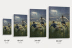 Impressionist Rain Tackle Soccer Canvas Wall Art canvas size comparison
