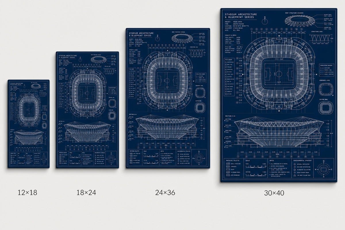 Blueprint Grand Stadium Cutaway Canvas Wall Art canvas size comparison