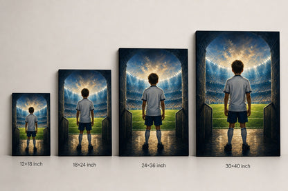 Custom Youth Soccer Dream Tunnel Canvas Wall Art canvas size comparison generated with gpt-image-2
