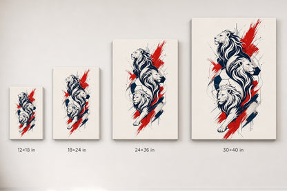 England Three Lions National Pride Soccer Canvas Wall Art canvas size comparison